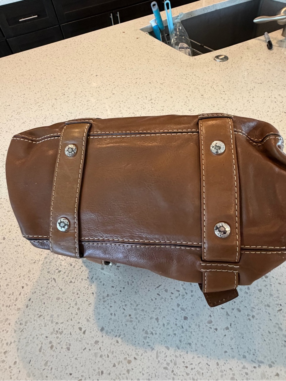 Michael Kors Brown Leather Satchel with Silver Hardware - Picture 5 of 9